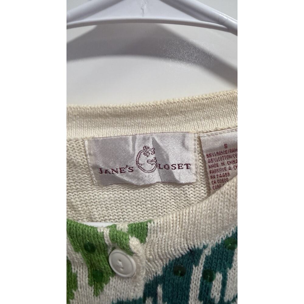 Jane's Closet Womens Vintage White sweater, bright flowers, beading Size S - Picture 2 of 8